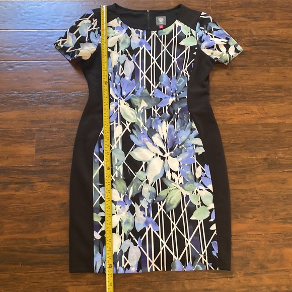 Vince Camuto **Slimming** Black & Floral Midi Scuba Dress Size 14 - Picture 5 of 8